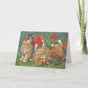 Tarjeta Gatitos y Amapolas, Feliz Cumpleaños