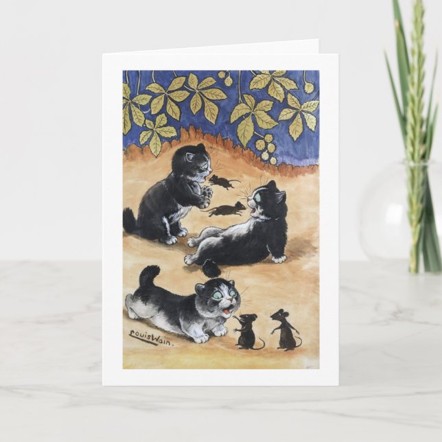 Tarjeta Gatitos y ratas, Louis Wain (Anverso)