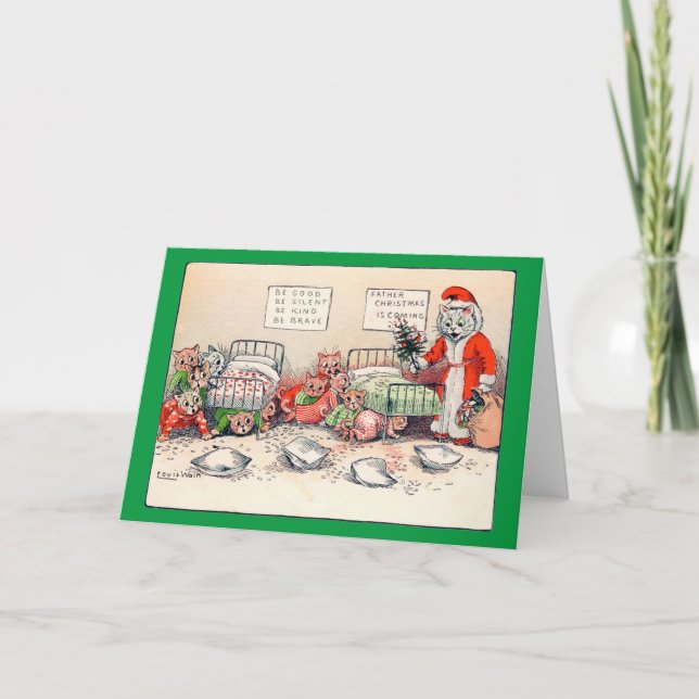 Tarjeta Gatitos y Santa Gato, Louis Wain Card (Anverso)