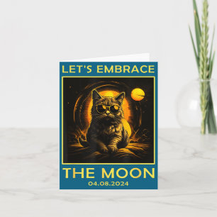 Tarjeta Gato 2024 Eclipse Total Solar Abraza Luna Divertid