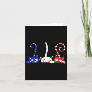 Tarjeta Gato 4 de julio bandera americana roja blanca azul