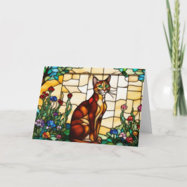 Tarjeta Gato abisinio lindo en vidrio emplomado