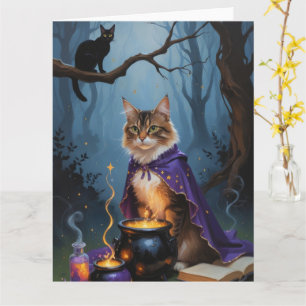 Tarjeta Gato Abisinio  Pintura caprichosa de Halloween 