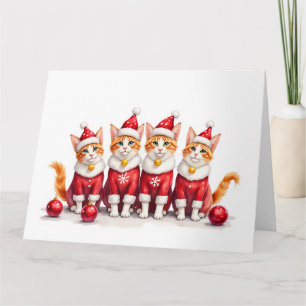 Tarjeta Gato Abisinio vestido de Navidad con sombrero de S