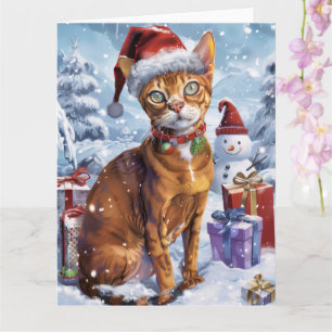Tarjeta Gato abysiniano de invierno Navidad maravilla