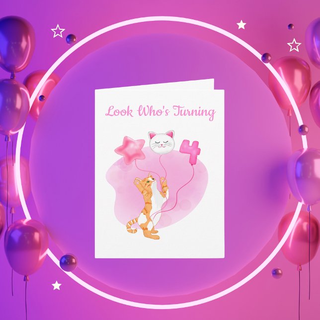 Tarjeta Gato Adorable Con Globos De Cumpleaños 4 (Subido por el creador)