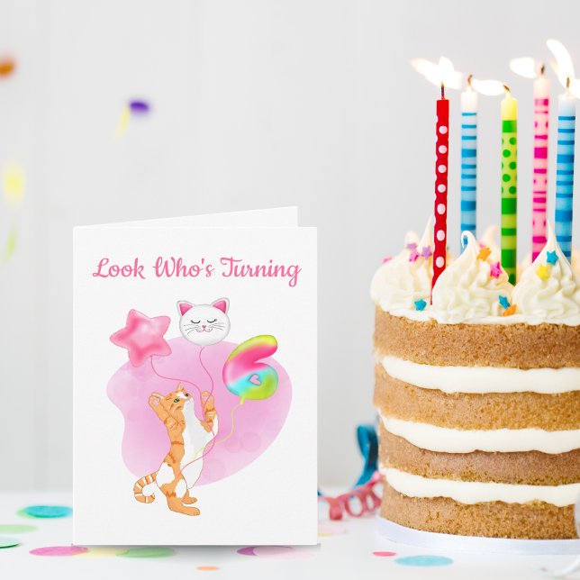 Tarjeta Gato Adorable Con Globos De Cumpleaños 6 (Subido por el creador)