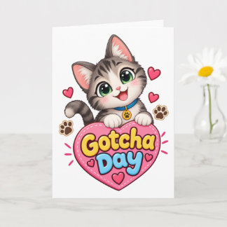Tarjeta Gato Adorable del Día de la Adopción