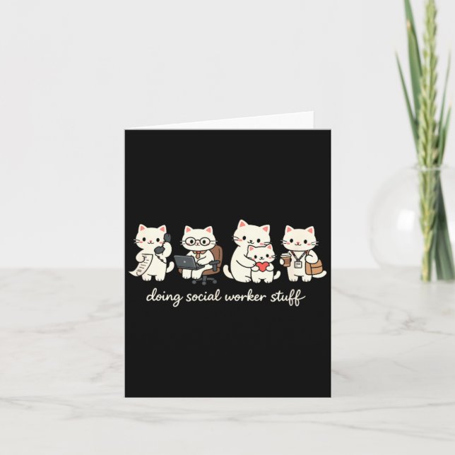 Tarjeta Gato Adorable Haciendo Cosas de Trabajador Social  (Anverso)