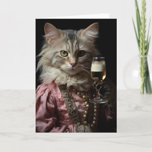 Tarjeta Gato Adorable Sostiene Un Vaso