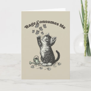 Tarjeta Gato Amante de Humor Oscuro Me Consume la Ira Vint