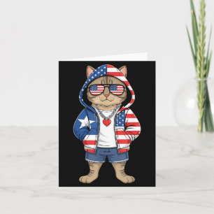 Tarjeta Gato Americano Bandera Estados Unidos Rojo Blanco 
