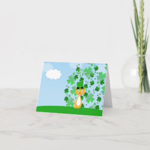 Tarjeta Gato animado del día de St Patrick lindo