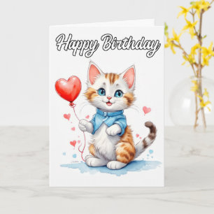 Tarjeta Gato Animal de Fiesta Feliz Cumpleaños Gatito