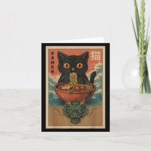 Tarjeta Gato Anime Ramen Japonés Arte Divertido Kawaii Gat