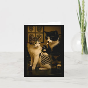Tarjeta Gato Antiguo Fumando Tatuaje Gato Pintado Artista 