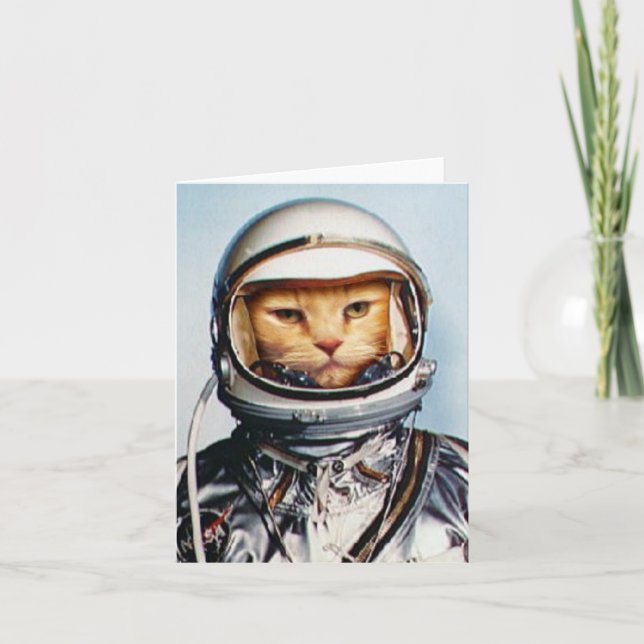 Tarjeta Gato astronauta de los años 60 (Anverso)