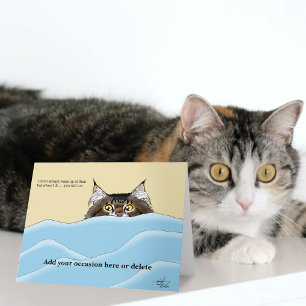 Tarjeta Gato atigrado amarillo divertido y juguetón humor