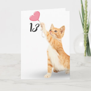 Tarjeta gato atigrado cumpleaños 13