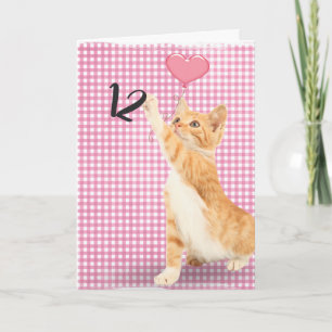 Tarjeta gato atigrado de cumpleaños número 12
