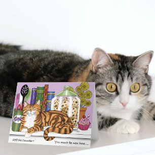 Tarjeta Gato atigrado naranja descarado en encimera de coc