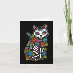 Tarjeta Gato Azúcar Cráneo México Calavera Día De Los Muer