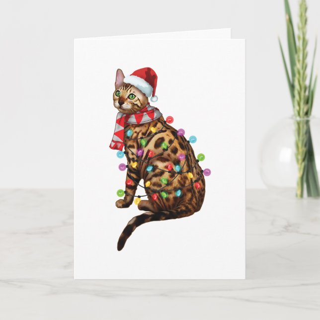 Tarjeta Gato Bengala Lindo Regalos Divertidos de Navidad y (Anverso)
