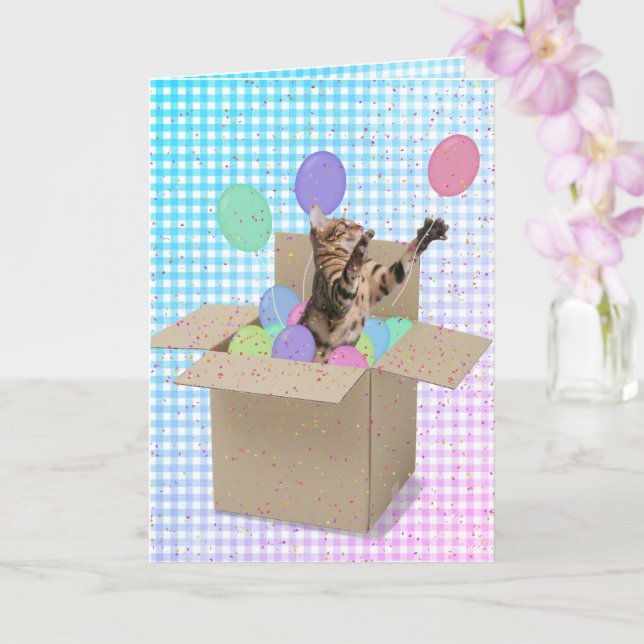 Tarjeta Gato bengalí en el cumpleaños de la caja (Orquídea)