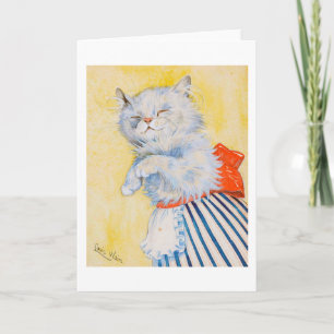 Tarjeta Gato blanco con Apron, Louis Wain