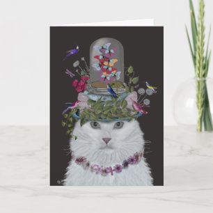 Tarjeta Gato blanco con mariposa Bell Jar