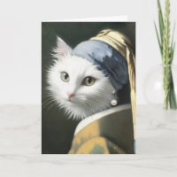 Gato blanco de cumpleaños con pintura de Pearl Ear