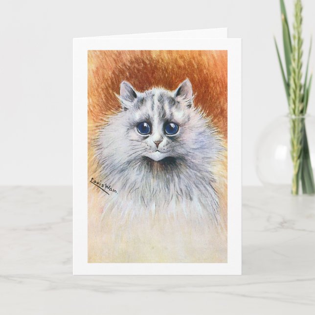 Tarjeta Gato blanco de pelo largo, Louis Wain (Anverso)