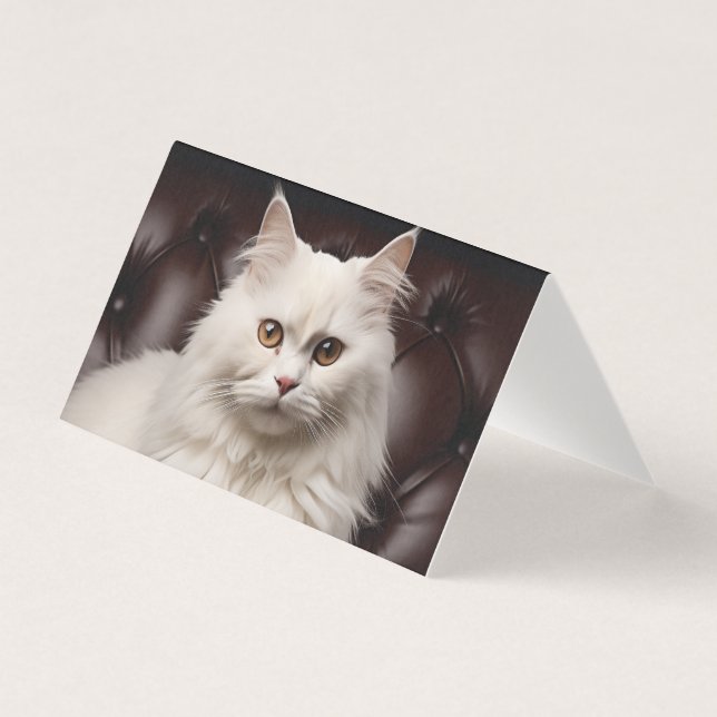 Tarjeta Gato blanco majestuoso (Anverso)