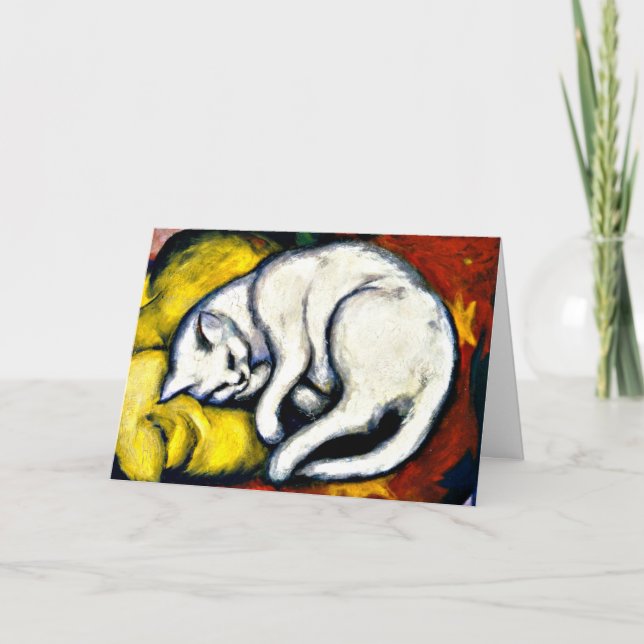 Tarjeta Gato blanco, pintura artística fina (Anverso)
