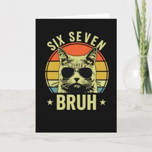 Tarjeta Gato Bruh Seis Siete Artístico Animal Retro Sarcás