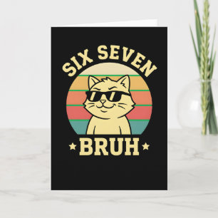 Tarjeta Gato Bruh Seis Siete Artístico Animal Retro Sarcás