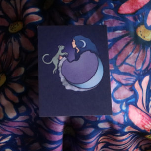 Tarjeta Gato Bruja Diosa de la Luna Gato Wiccan Persona