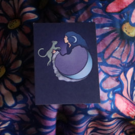 Tarjeta Gato Bruja Diosa de la Luna Gato Wiccan Persona