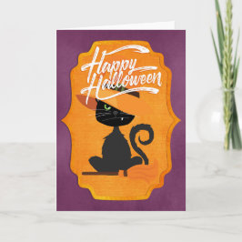 Tarjeta Gato Bruja Feliz Halloween