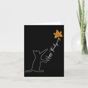 Tarjeta Gato Cae Leaf Globo Día de Acción de Gracias Cute
