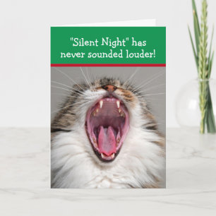 Tarjeta Gato cantando ruidosamente "Noche de Paz" Navidad