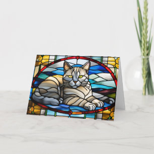 Tarjeta Gato Chartreux Lindo Vidrio Teñido
