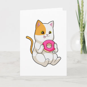 Tarjeta Gato comiendo donut