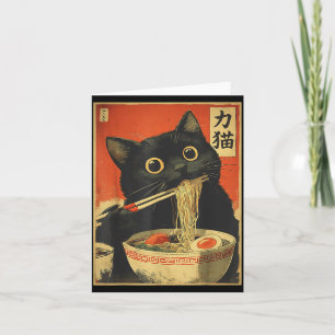Tarjeta Gato comiendo ramen divertido japonés kawaii gato