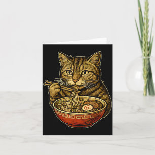 Tarjeta Gato comiendo sopa de ramen divertido manga neko o