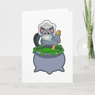 Tarjeta Gato como cocinero con poción mágica
