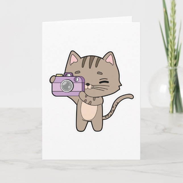 Tarjeta Gato como fotógrafo con cámara (Anverso)