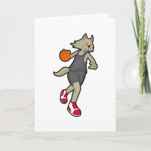 Tarjeta Gato como jugador de baloncesto con baloncesto