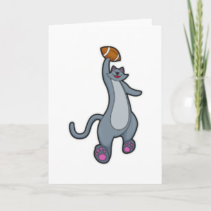 Tarjeta Gato como jugador de fútbol con balón de fútbol