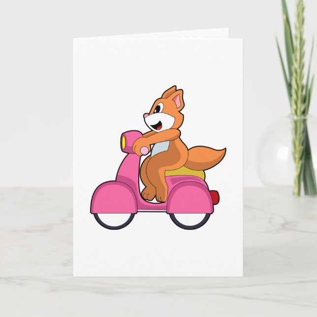 Tarjeta Gato como motociclista con Scooter.PNG (Anverso)